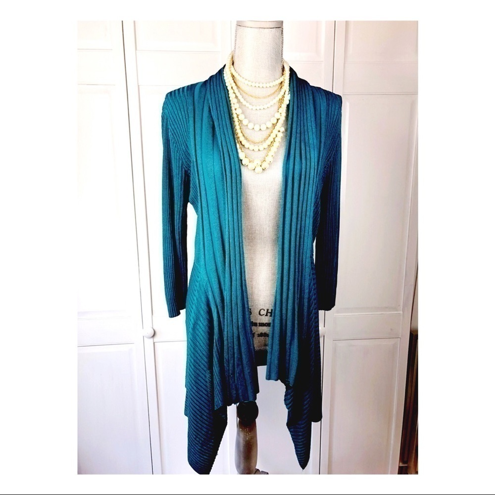 Turquoise Sweater l DOUBLE WEAR ASYMMETRICAL SWEATER 0841